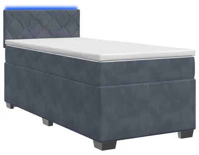 Immagine prodotto di Letto con rete a molle e materasso, colore grigio scuro, 90 x 190 cm, rivestito in velluto