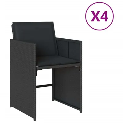 Produktbild von vidaXL Gartenstühle mit Kissen 4 Stk. Schwarz Poly Rattan
