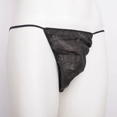 Produktbild von Einweg String Tanga-Herren schwarz 50 St. Beutel (einzeln unterverpackt)