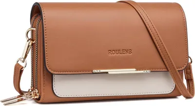 Produktbild von Kleine Damen Kunstleder Umhängetasche mit Handyfach B-braun/Beige