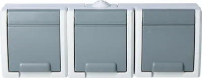 Produktbild von 3-fach Aufputzsteckdose, IP55, grau, AQUANT