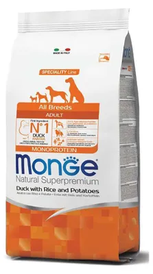 Imagen del producto de Monge Monoprotein, pato con arroz y patatas, 2,5 kg