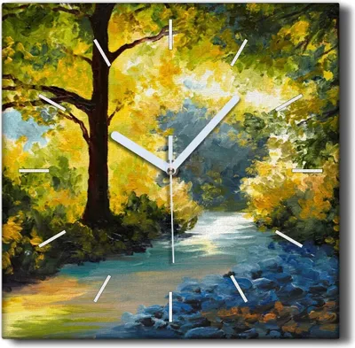 Produktbild von Coloray Hodiny Unikátní 30x30 cm  Tiché hodiny Pro obývací pokoj a kuchyň Nástěnné hodiny Plátno Černé ručičky hodin - Lesní květiny