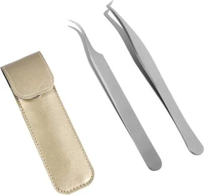 Produktbild von Famanu Wimpernzange Set - 2 Stück mit gerader und gebogener Spitze