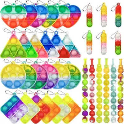 Produktbild von Mini-Fidget-Spielzeug für Kinder - 6 verschiedene Formen - kleine Pop-It-Haken - Geschenk für Kindergeburtstag