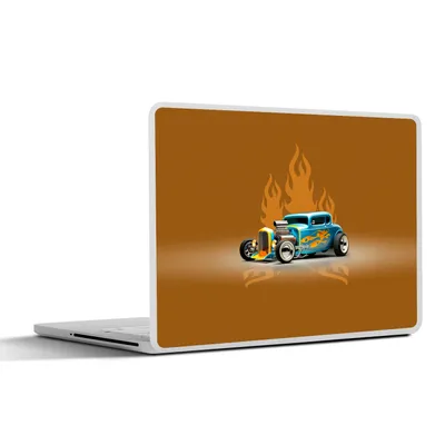Produktbild von MuchoWow® Laptop Aufkleber Sticker Cover Auto - Gelb - Flammen - Vintage 36.5x27.5 cm - Laptop-Sticker