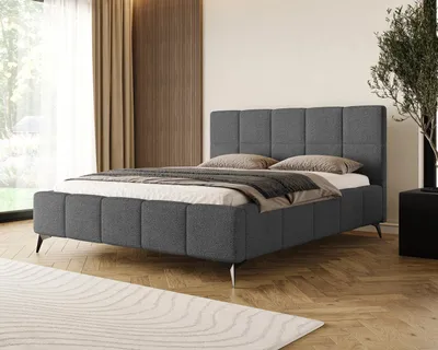Produktbild von Chilly Möbel Design Bett Miria - Polsterbett mit stabilem Metallrahmen, Bettkasten und Stauraum 200x200 cm / Bouclé Soft / Dunkelgrau