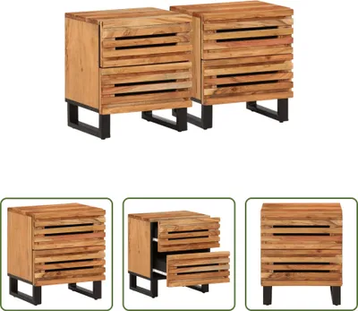 Produktbild von The Living Store Nachttische 2 Stk. 40x34x46 cm Massivholz Akazie