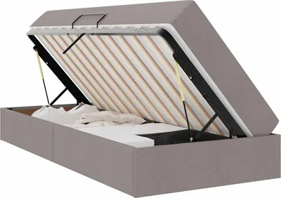 Produktbild von Aufbewahrungsbett mit Matratze Taupe 90 x 200 cm Polyester
