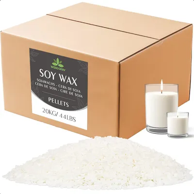 Immagine prodotto di Cera di soia per candele, 20 kg. Cera naturale al 100% per candele, ideale per la colata