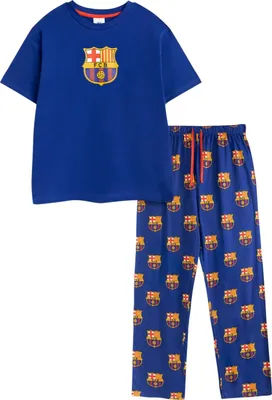 Obrázok produktu pre FC Barcelona - Pyžamo s dlhými nohavicami pre mužov, krátky rukáv NS9245 (L) (Modrá)