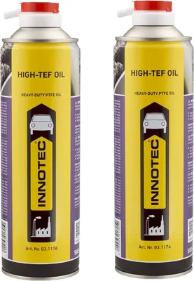 Immagine prodotto di 2 pezzi di olio lubrificante Innotec High-TEF Oil a base di PTFE - Protezione perfetta contro la corrosione - Allontana l'umidità - Senza silicone - Trasparente