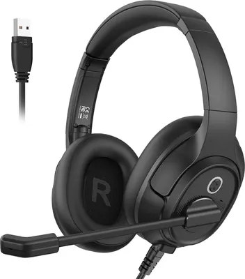 Produktbild von Gaming-Headset (USB Headset mit Mikrofon Office PC Headset mit ENC Mic Stummschalter & Lautstärkeregler, Usb headset mit mikrofon stummschalter
