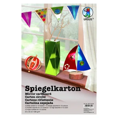 Produktbild von Spiegelkarton 280g/qm 23x33cm VE=12 Bogen 12 Farben sortiert