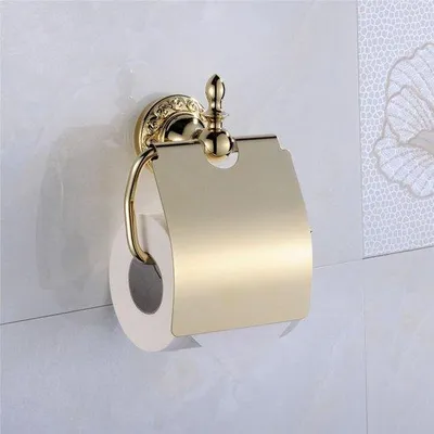 Produktbild von Famanu Toilettenpapierhalter mit Deckel - Gold, Wandmontage
