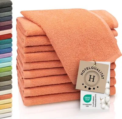 Produktbild von 10er Set Gästetücher, Baumwolle, 30x50 cm, 420g/qm, orange