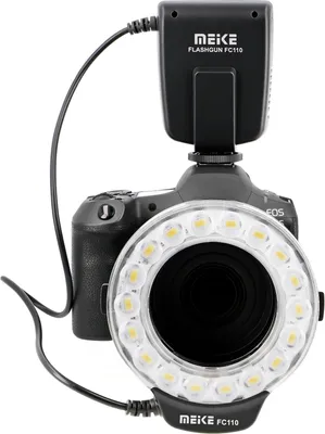 Produktbild von Makro Ringblitz Ringleuchte für Olympus Panasonic DSLR SLR Kameras FC-110 Blitz & Dauerlicht auch für Videoaufnahmen