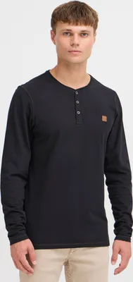 Produktbild von 11 Project PRBonso Herren Longsleeve Langarmshirt Shirt mit Grandad-Ausschnitt aus 100% Baumwolle Regular fit
