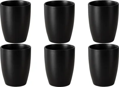 Produktbild von Kaffeebecher - Schwarz matt - Steingut - 6er Set