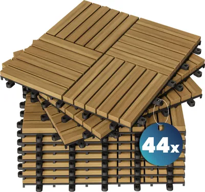 Produktbild von CASARIA® Holzfliesen FSC®-zertifiziertes Akazienholz 4m² Fliese Akazie Quattro 30x30cm Klicksystem zuschneidbar Terrasse