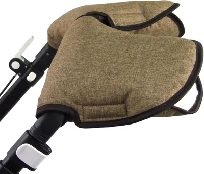 Produktbild von BAMBINIWELT universaler Muff Handwärmer Handschuhe für Kinderwagen Buggy Jogger mit Wolle 2-TEILIG MELIERT BRAUN