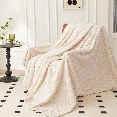 Immagine prodotto di Ibenzoa® Coperta in pile – morbida e calda, 150 x 200 cm, beige, coperta per divano, letto e ufficio, leggera