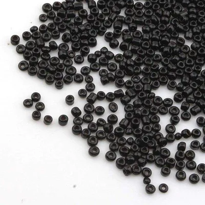 Immagine prodotto di Perline rocaille trasparenti per collane a catena - Creazione di gioielli - Finitura opaca trasparente - 2 mm, 6500 pezzi - Nero