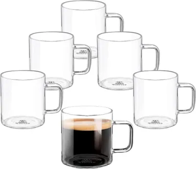 Image de Tasses en verre Wilmax 100 ml, verre borosilicaté, lot de 6 WL-888602/A6