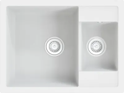 Image de vidaXL Evier de cuisine avec trop-plein double évier blanc granit