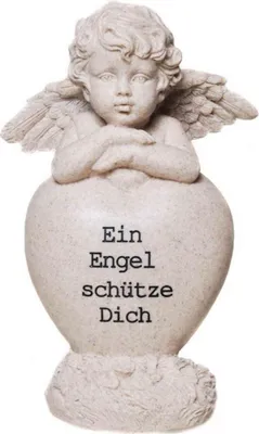 Produktbild von Engel auf Herz aufgestützt "Ein Engel schütze Dich" Grabschmuck