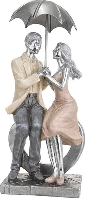 Zdjęcie produktu dla Gilde Liebespaar mit Schirm grau silber beige L= 7,5 cm B= 11,0 cm H= 25,0 cm 36592