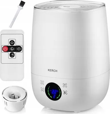 Zdjęcie produktu dla 3-W-1 Ultradźwiękowy Nawilżacz Powietrza Kerch 4,8 L – Jonizacja, Aromaterapia, Ekran Dotykowy