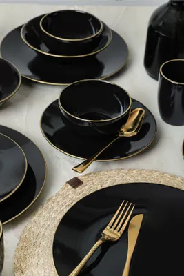 Immagine prodotto di Set di stoviglie Keramika - Ege Black/Gold - 30 pezzi - 6 persone - gres
