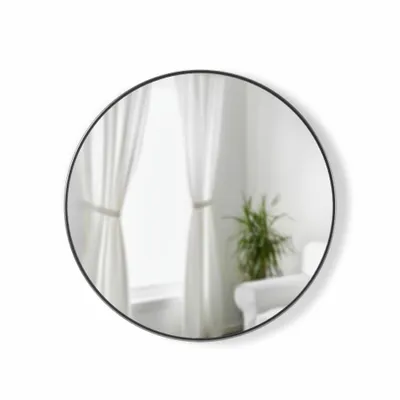 Produktbild von Umbra Wandspiegel Hubba, runder Spiegel, Wanddeko, Spiegelglas, Titan, 61 cm, 1018526-378