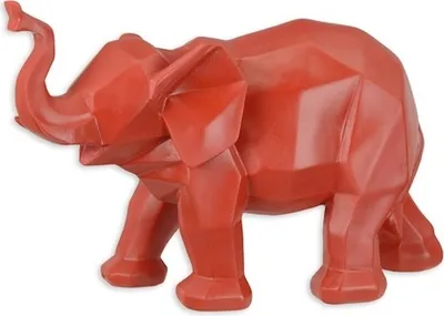 Produktbild von Deko Figur Skulptur Elefant polygonal rot 27,7 cm