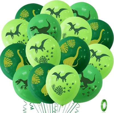 Immagine prodotto di Palloncini a forma di dinosauro in lattice, confezione da 42 pezzi, diametro 30 cm, ideali per feste di compleanno per bambini