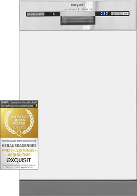 Produktbild von Exquisit Einbaugeschirrspüler EGSP1012-E-030E silber | vollintegriert | 12 Gedecke | silber