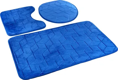 Produktbild von Badezimmer Teppiche Sumba Blau 31 - Dreiteilig 3 Stück: Teppich 45x75+ Unterlage 45x35+ Auflage 44x38