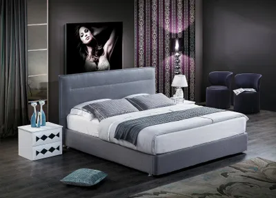 Produktbild von Luxus Boxspring Bett Stoff Hotel Blaue Betten Schlafzimmer Möbel Design Doppel