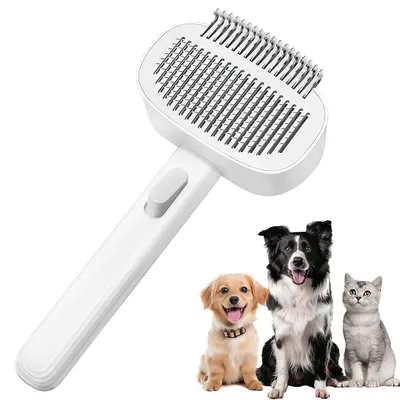 Produktbild von Reinigungsbürste für Haustiere, 2 in 1 Katzenbürste Hundebürste, Katzenpflegebürste für Langhaar und Kurzhaar, Einstellbare Katzenkamm, 20x10x5,5cm