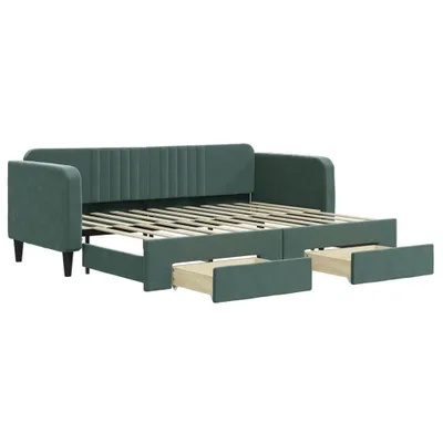 Produktbild von vidaXL Tagesbett Ausziehbar mit Schubladen Dunkelgrün 80x200 cm Samt