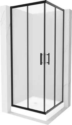 Zdjęcie produktu dla Mexen Rio kabina prysznicowa kwadratowa 80 x 80 cm, szron, czarna + brodzik Rio, biały - 860-080-080-70-30-4510