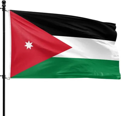 Imagen del producto de Bandera jordana, 90 x 150 cm, de poliéster, para asta de bandera