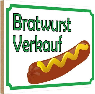 Produktbild von vianmo Holzschild 20x30 cm Bratwurst Verkauf Restaurant Essen Trinken