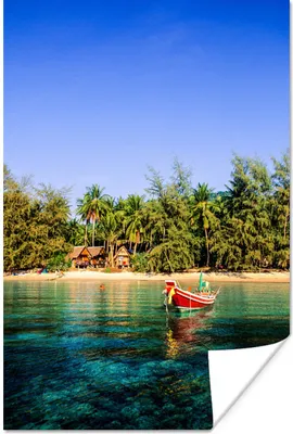 Produktbild von MuchoWow® Poster Boot auf der Insel Ko Tao in Thailand 120x180 cm - Kunstposter