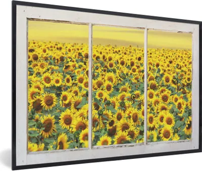 Produktbild von MuchoWow® MuchoWow® Gerahmtes Poster Transparent - Sonnenblume - Gelb 30x20 cm - Poster mit zchwarzem Bilderrahmen - Kunstdruck - Bild-Poster