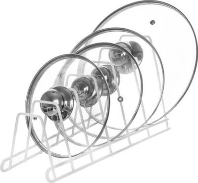 Produktbild von Orion Ständer für Teller und Topfdeckel Topfdeckenhalter Tellerständer Tellerhalter Geschirrhalter Telleraufsteller aus Metall weiß 34x17x18,5 cm