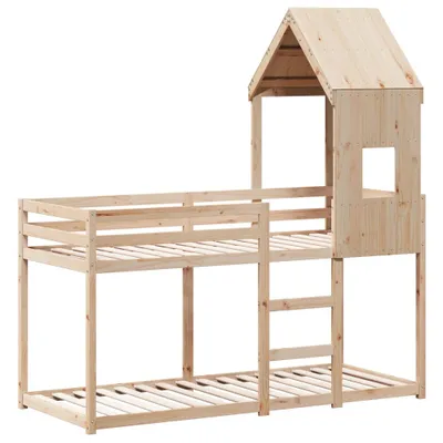 Produktbild von Etagenbett mit Dach 80x200 cm Massivholz Kiefer
