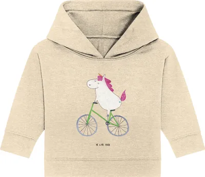 Produktbild von Mr. & Mrs. Panda Organic Baby Hoodie Einhorn Radfahrer 12. - 18. Monat - Natural Raw - Geschenk, Radfahren, Kapuzenshirt, Unicorn, Konfetti, Kapuzensweatshirt, Einhörner