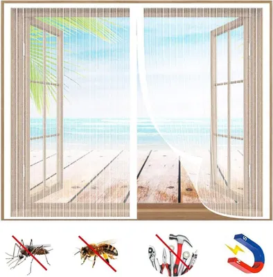 Produktbild von Magnet Fliegengitter Fenster, 120x120 cm Insektenschutz Fenster mit Klettband, mit Heavy Duty Mesh, für KellerFenster Wohnzimmer TerrassenFenster, Fliegenschutz ohne Bohren, Weiß